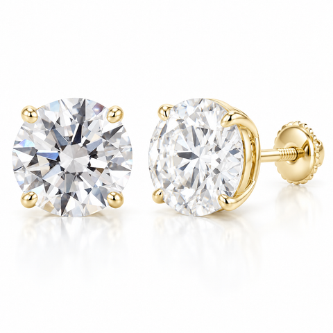 IGI Certified 5 Carat Total Weight D VS1 Round Lab Grown Diamond Stud Earrings in 14K Gold