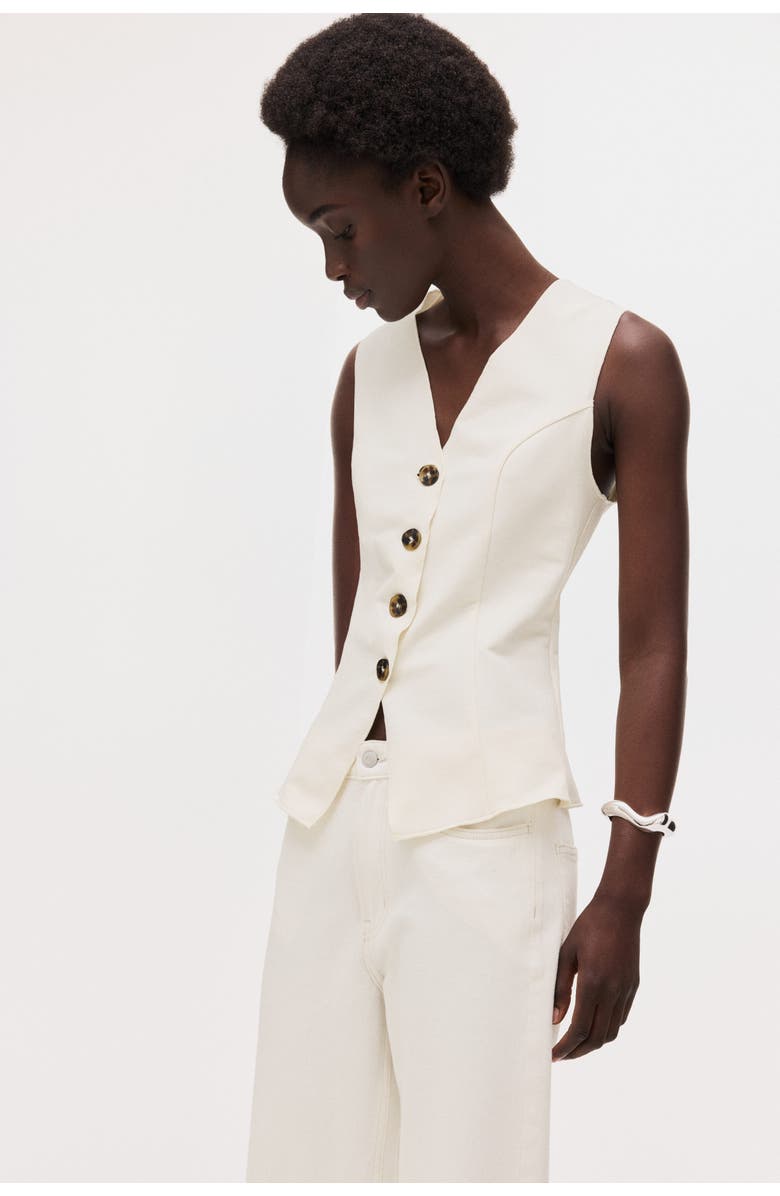 H&M Jersey Waistcoat, Alternate, color, Cream