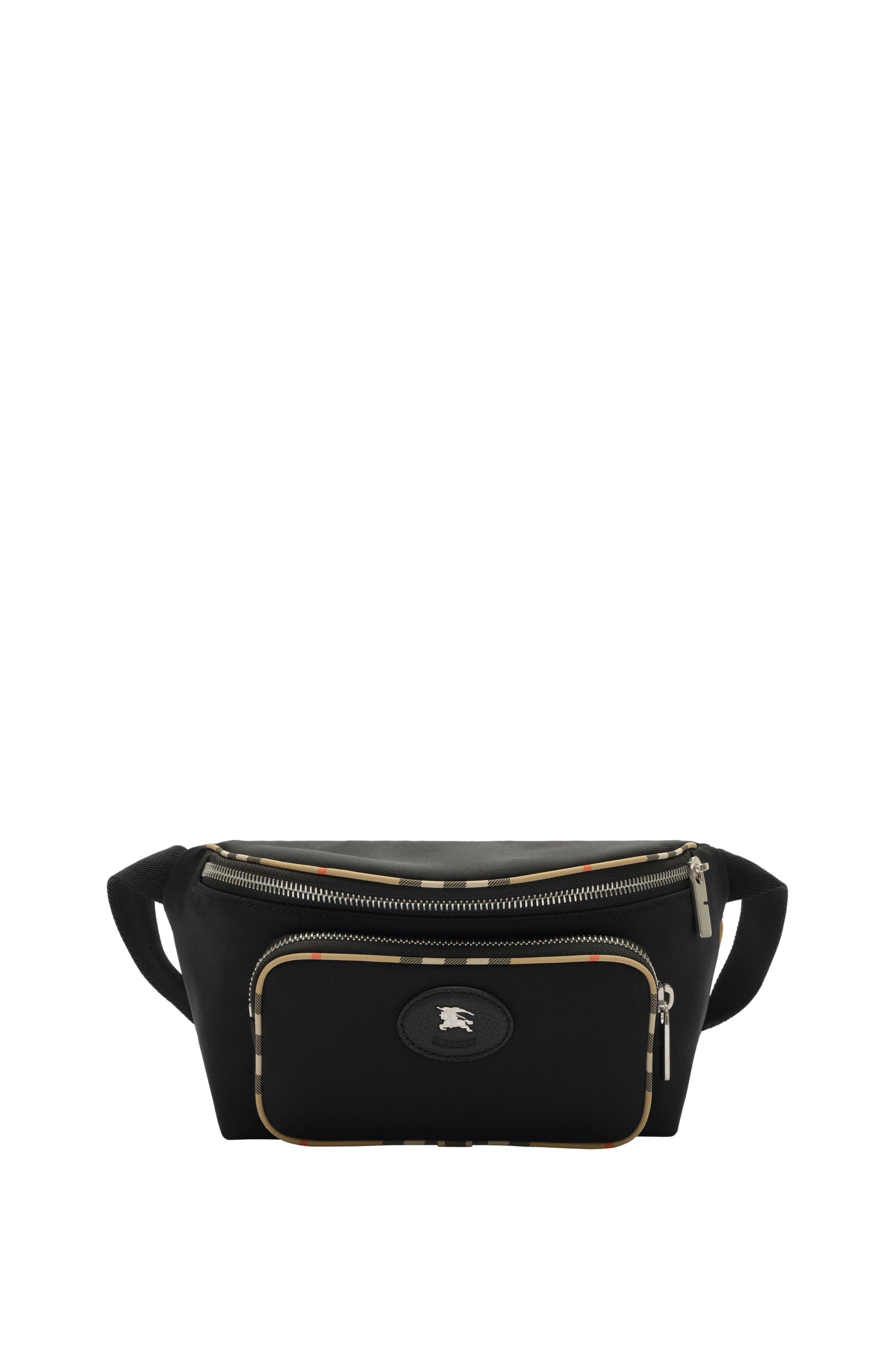 Burberry Check Trim Belt Bag, Main, color, Black