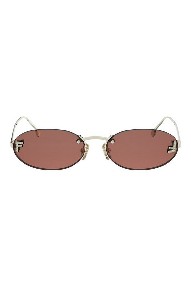 'Fendi First 54mm Oval Sunglasses, Main, color, GOLD / BORDEAUX