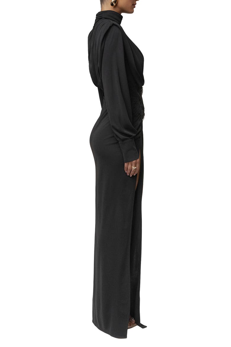 Radiance Long Sleeve Gown, Alternate, color, BLACK