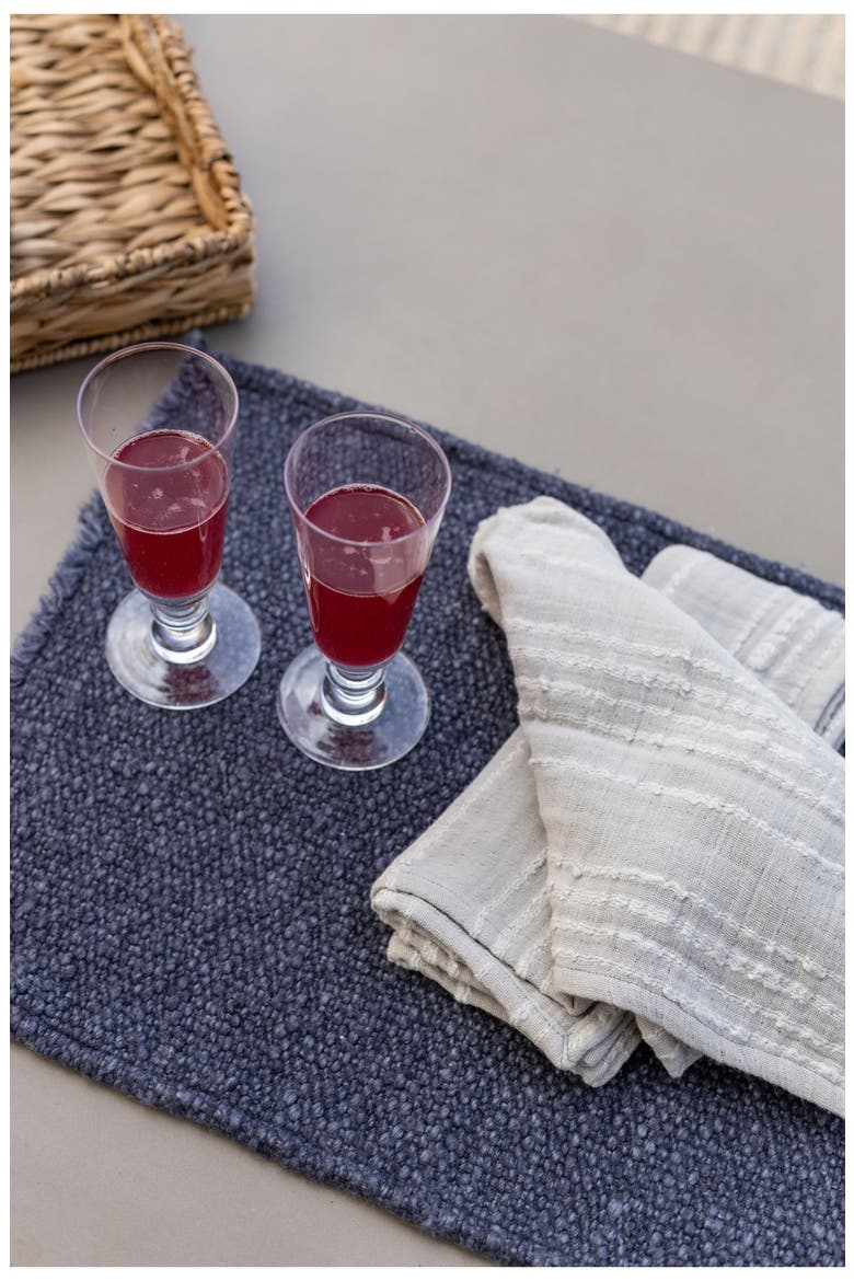 Porter Set of 4 Linen Blend Placemats, Alternate, color, NAVY