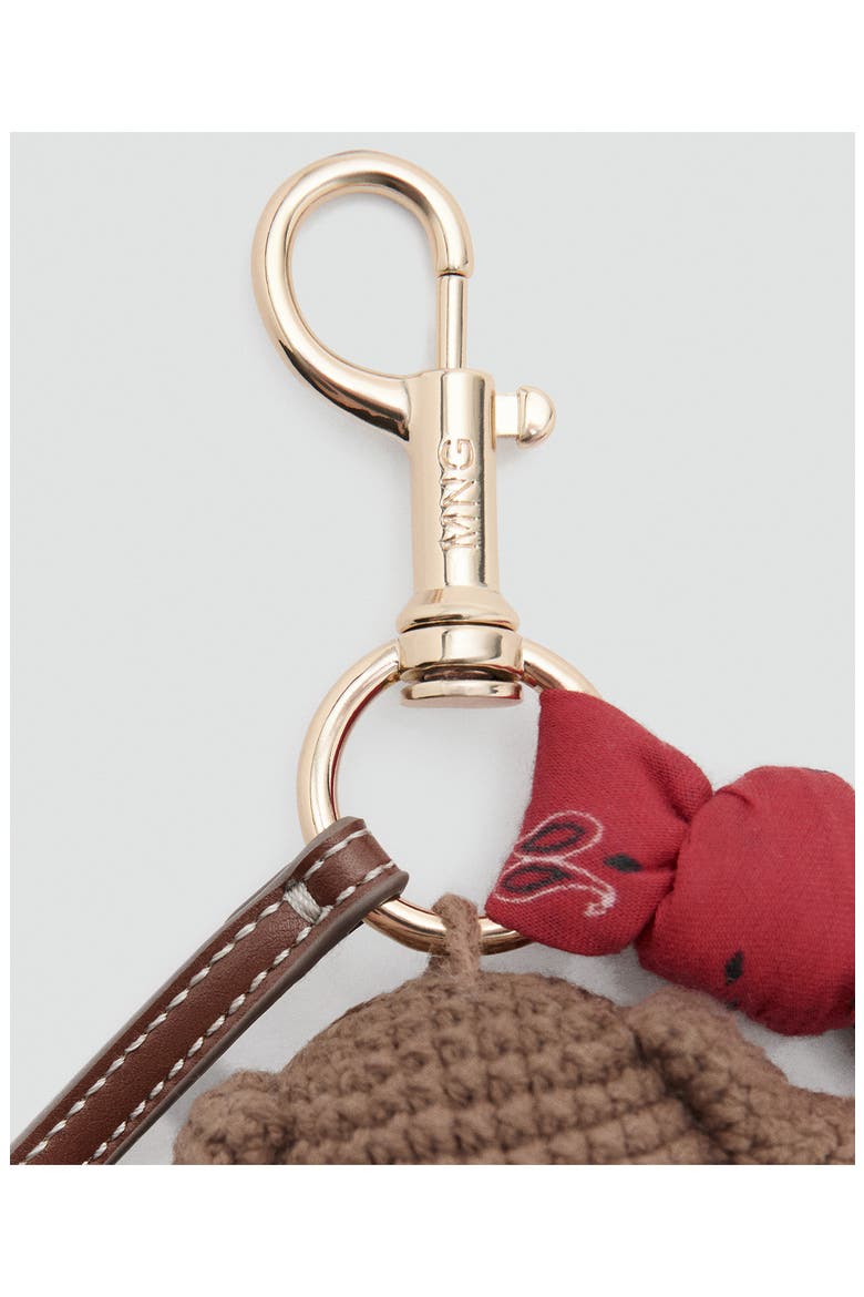 Teddy Bear Plushie with Scarf Bag Charm, Alternate, color, BROWN