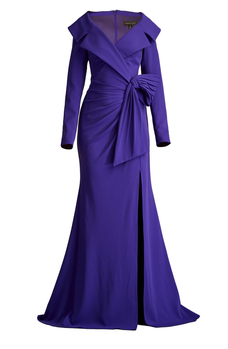 Tadashi Shoji Portrait Collar Long Sleeve Sheath Gown, Alternate, color,