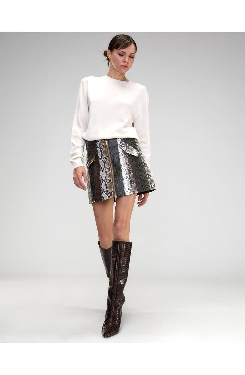 Cynthia Rowley Snake-Embossed Vegan Leather Skirt, Main, color,