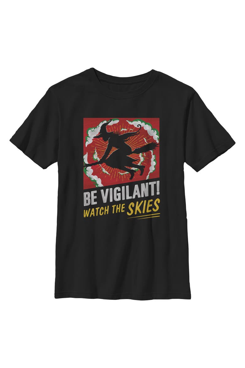 Boys Wicked For Good Elphaba Watch the Skies T Shirt, Main, color, Black