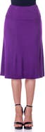 24seven Comfort Apparel Petite A Line Elastic Waist Knee Length Skirt