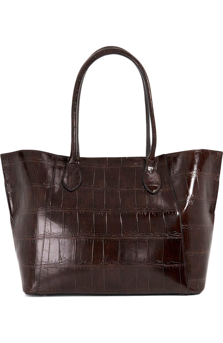 Dune London Dexterities Faux Leather Tote Bag, Alternate, color, Chocolate