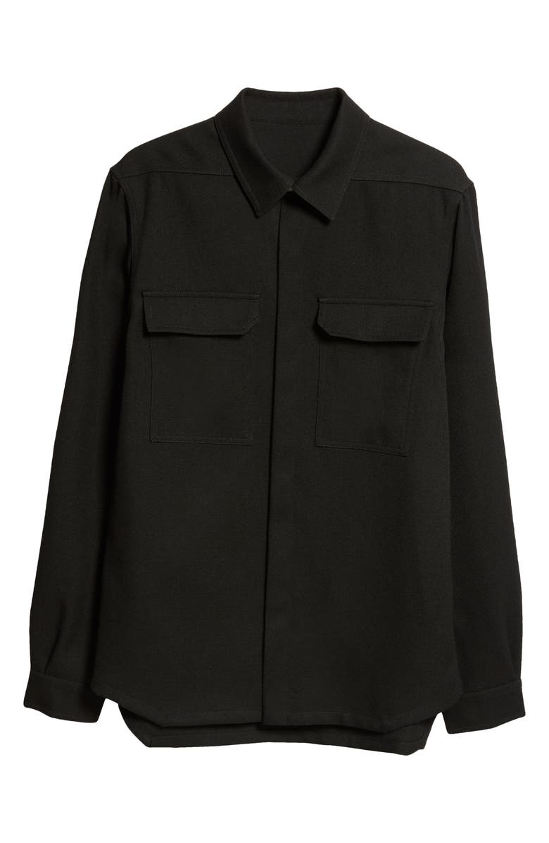 Rick Owens Wool Button-Up Shirt, Alternate, color, Black