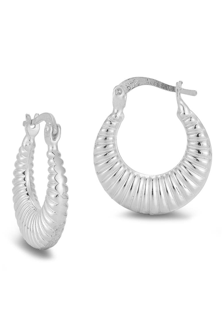 Ribbed Hoop Earrings, Main, color, SILVER