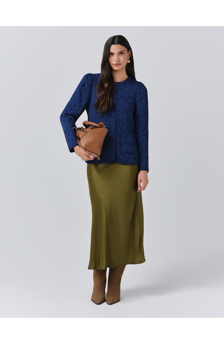 Ghost London Zara Crepe Button Through Jacket, Alternate, color, Navy