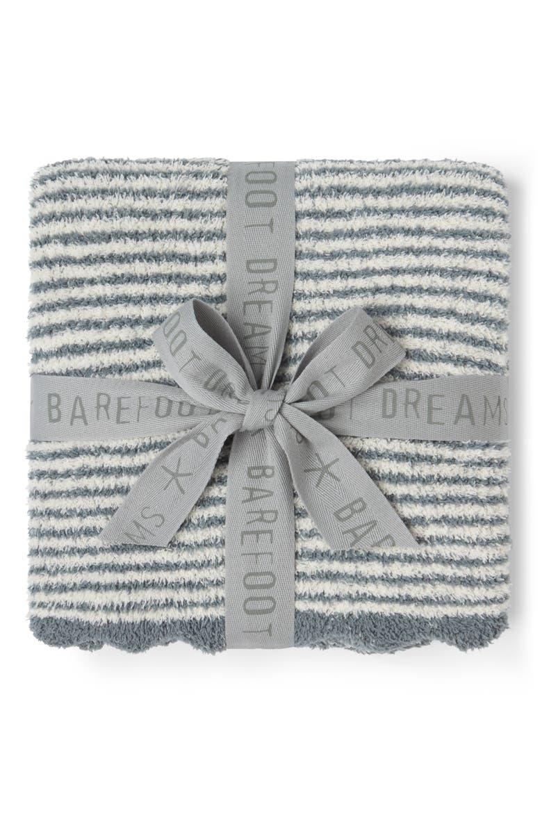 CozyChic Striped Scalloped Receiving Blanket, Alternate, color, BLUE COVE-CREAM