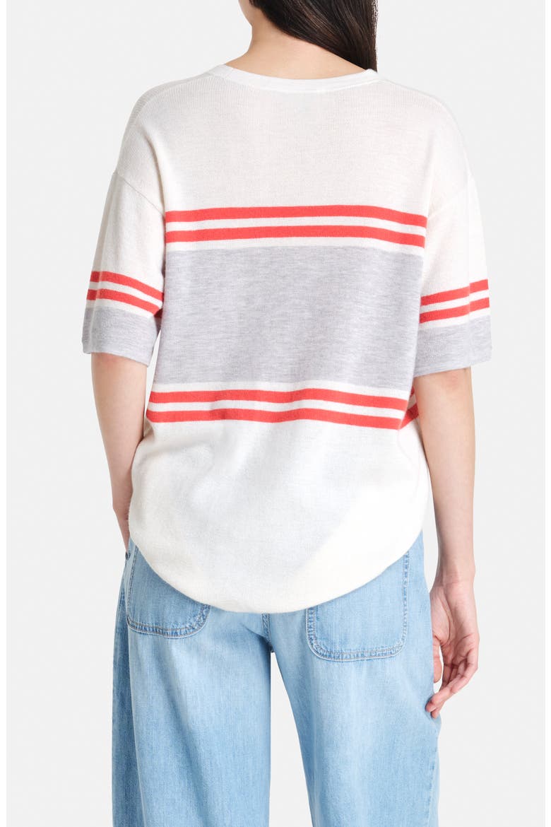 Engineered Stripe Cashmere T-Shirt, Alternate, color, IVORY / TOMATO