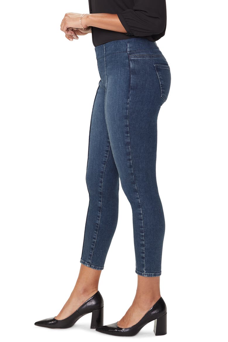 Pintucked Pull-On Stretch Ankle Skinny Jeans, Alternate, color, HAHN