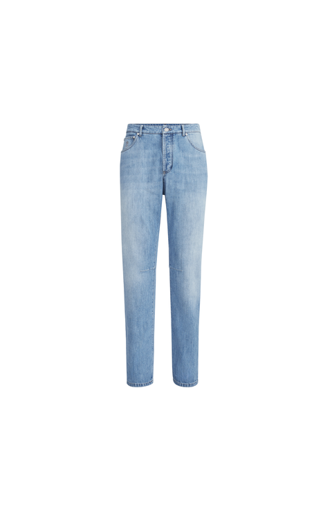 Lightweight denim five-pocket trousers