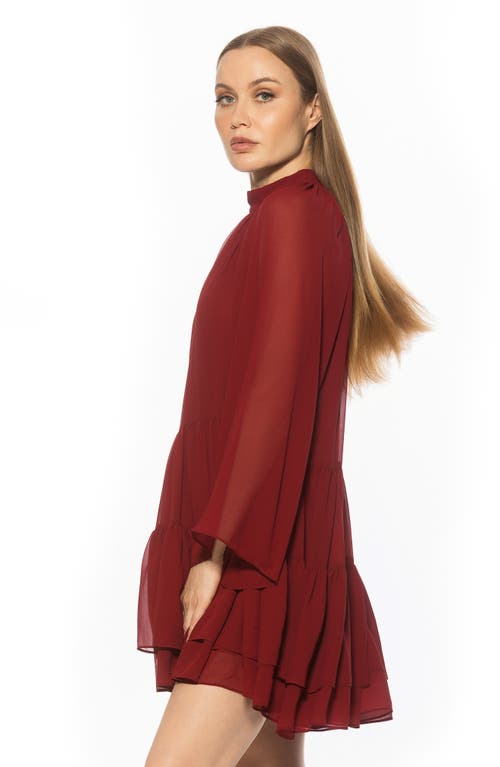 Alexia Admor Pamela Long Sleeve Shift Dress In Red