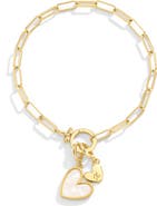 Mint & Lily Mother Of Pearl Initial Heart Charm Bracelet