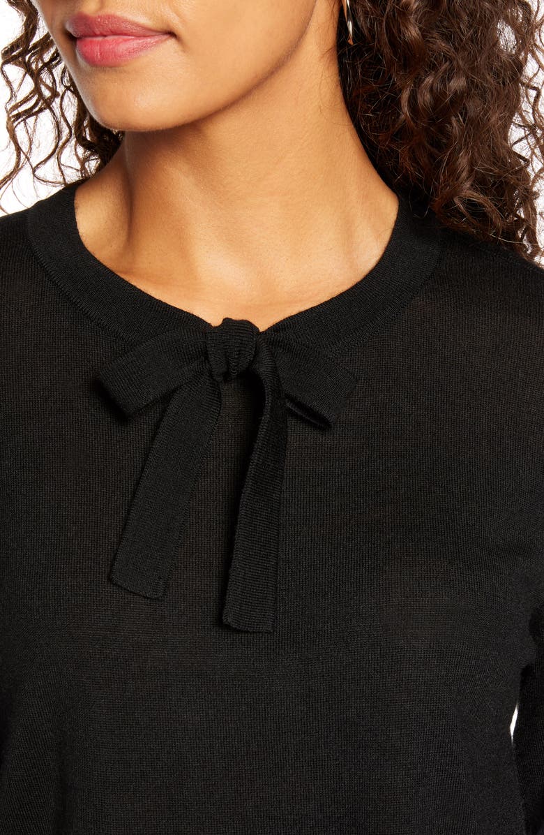 1901 Tipped Tie Neck Wool Blend Sweater, Alternate, color, 