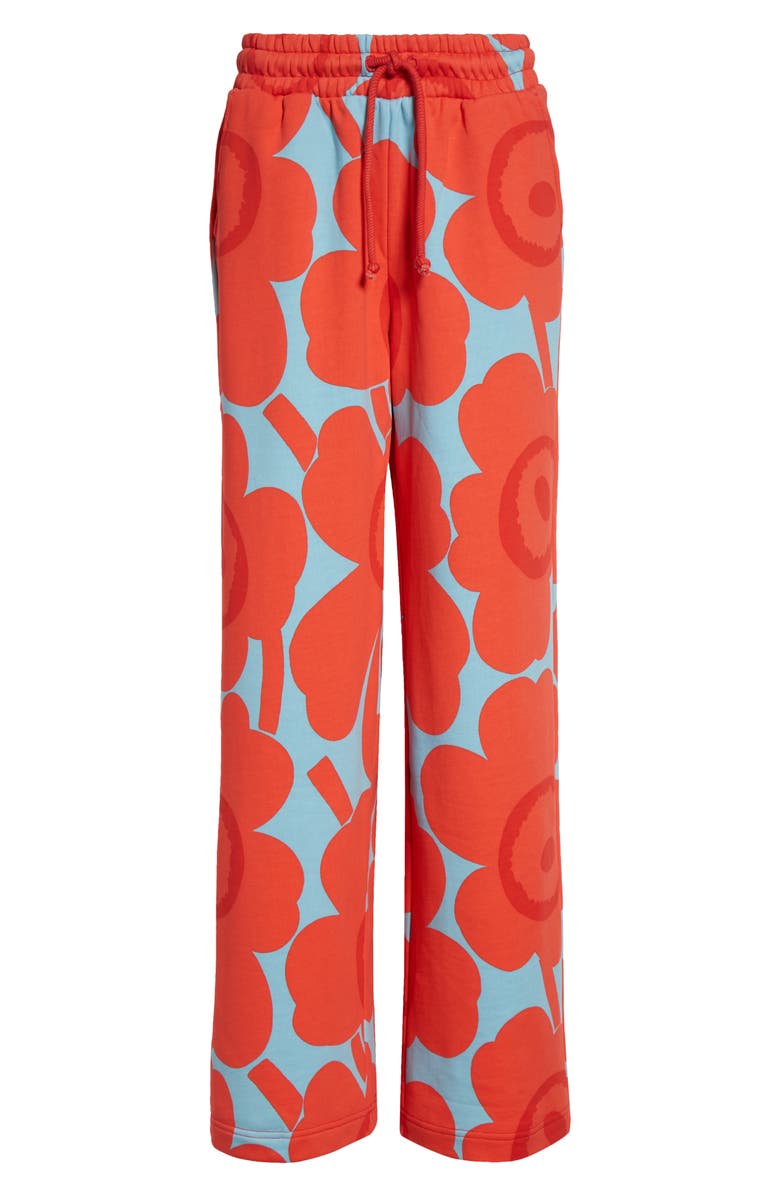 Marimekko Varret Unikko French Terry Sweatpants, Alternate, color, Light Blue Red