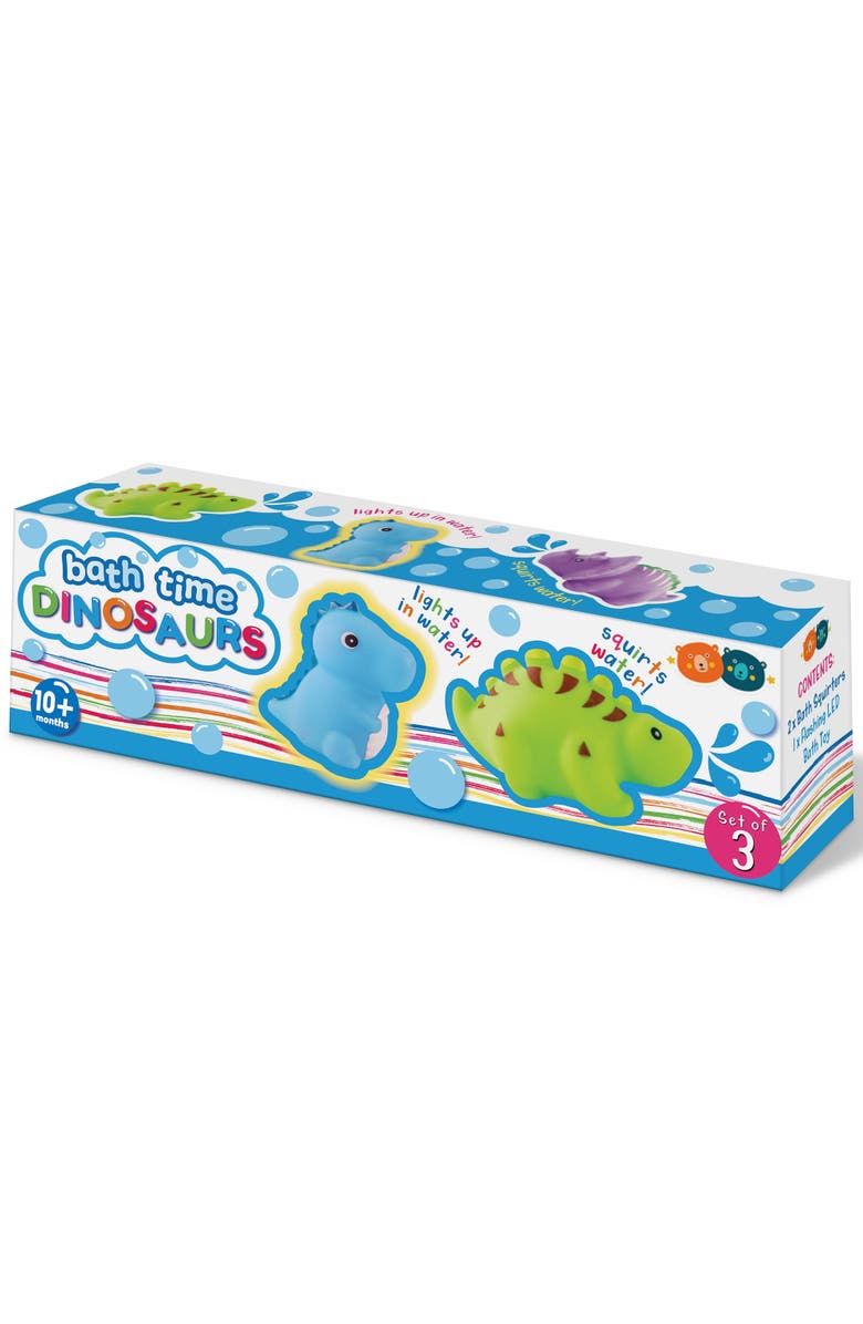 Buddy & Barney Bath Time Dinosaurs, 3 Piece Sensory Toy Set, Toddlers and Kid 9mo+, Main, color, Multicolored