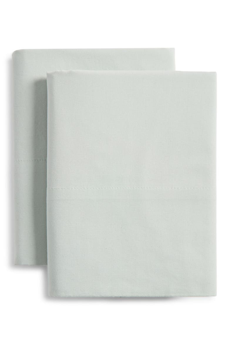 Organic Cotton Percale Pillowcases, Main, color, GREEN MIRROR