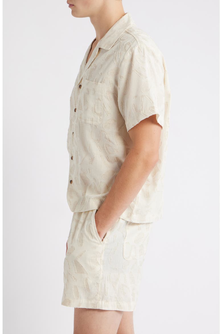 Fin Tonal Pattern Camp Shirt, Alternate, color, CREAM