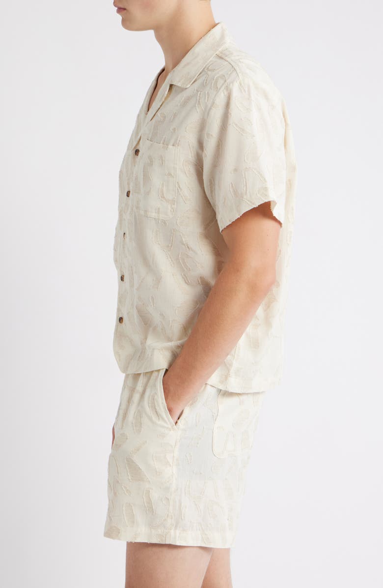 RIZORT Fin Tonal Pattern Camp Shirt, Alternate, color, Cream