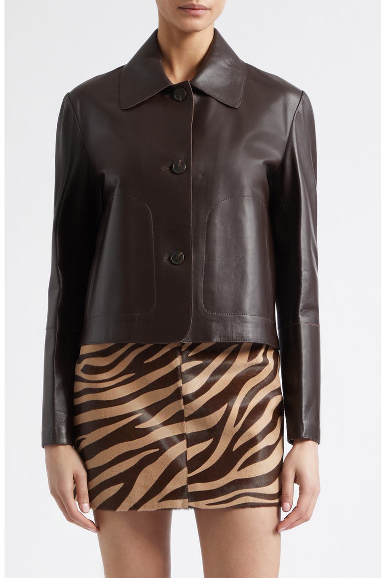Emy Leather Jacket, Main, color, COFFEE BEAN