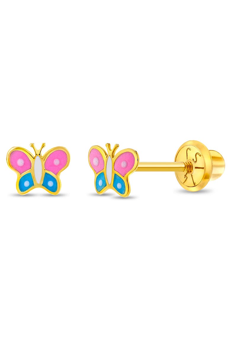 14k Two Tone Colorful Butterfly Earrings, Main, color, Pink