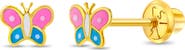 In Season Jewelry 14k Two Tone Colorful Butterfly Earrings