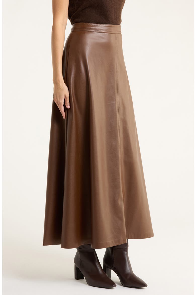 Faux Leather A-Line Midi Skirt, Alternate, color, PINE FORREST 276