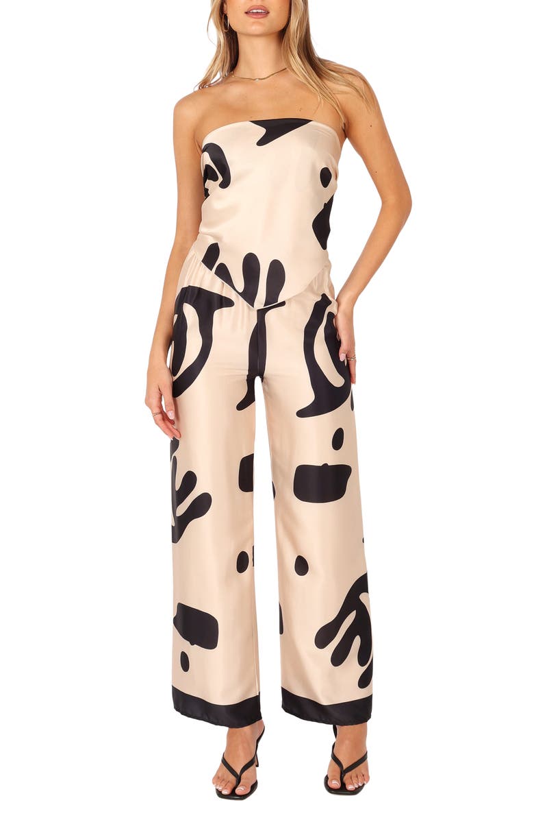 Petal & Pup Milla Tube Top & Pants Set, Main, color, Cream/ Black