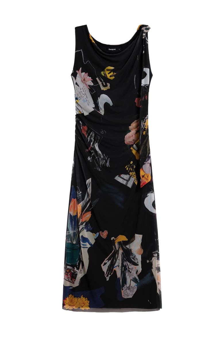 Floral Print Sleeveless Dress, Alternate, color, BLACK