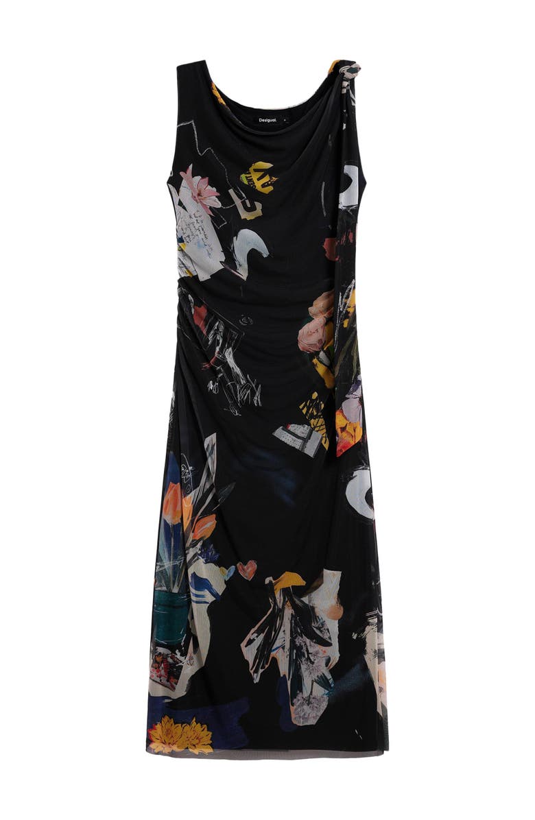 Desigual Floral Print Sleeveless Dress, Alternate, color, Black