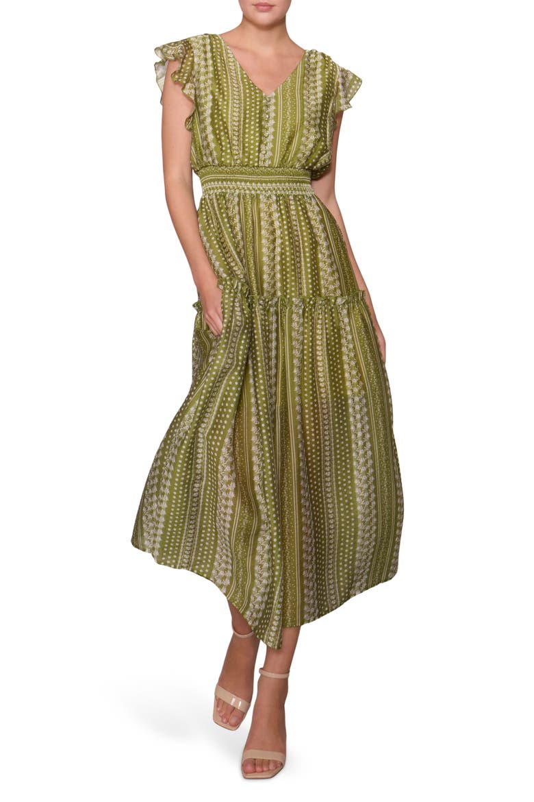 Flutter Sleeve Maxi Dress, Main, color, GREEN