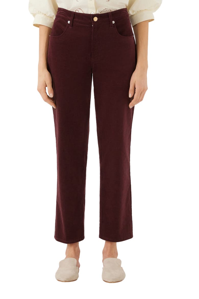 Stretch Corduroy Ankle Pants, Main, color, WINE