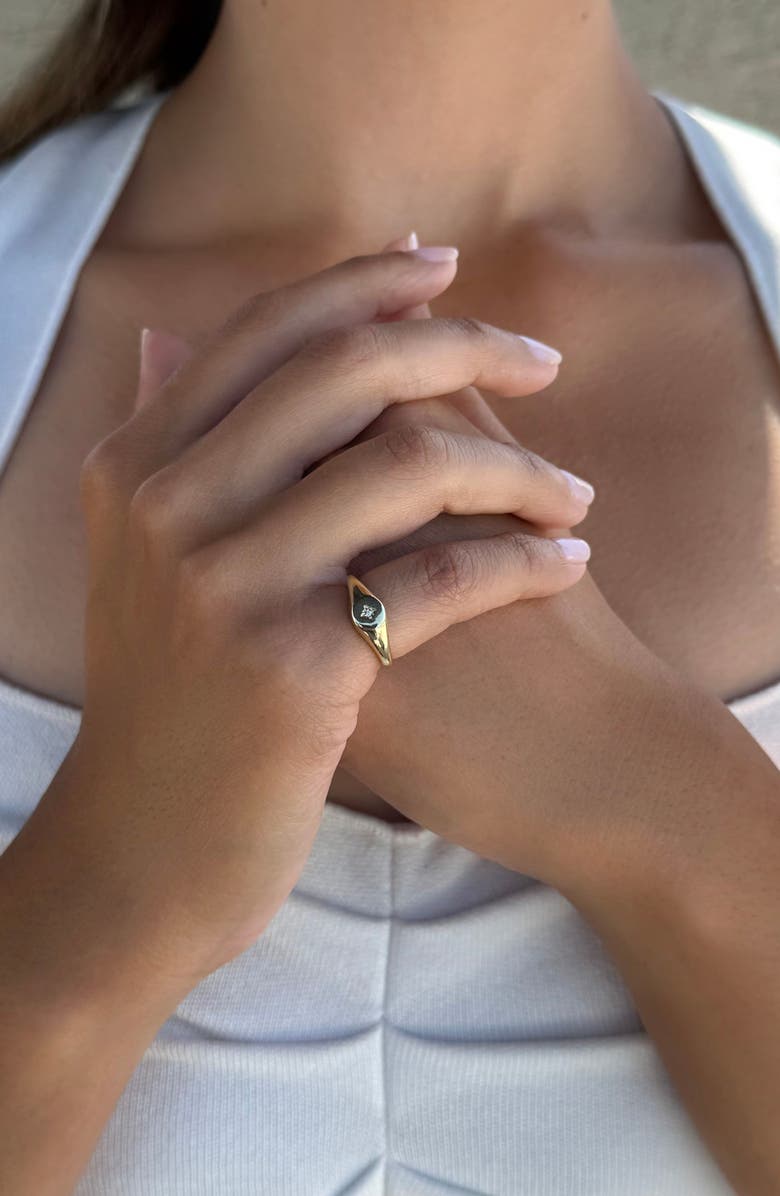 Adornia Starburst CZ Signet Ring, Alternate, color, Gold