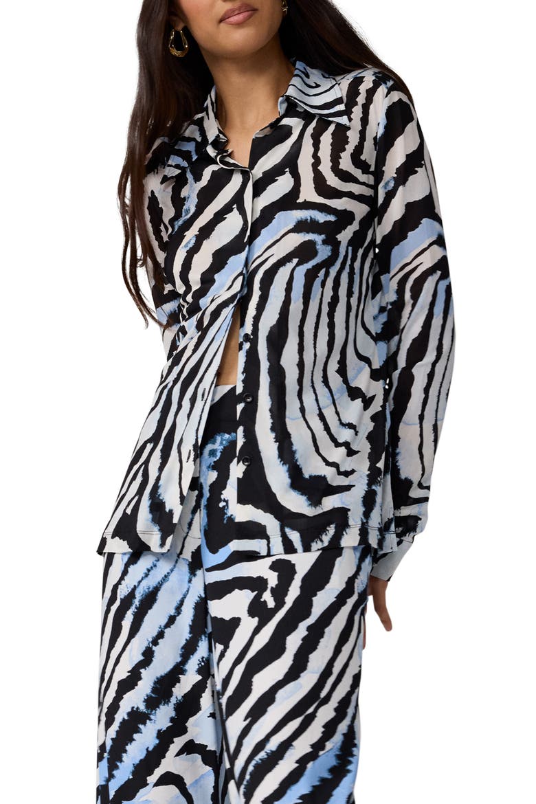 Perfect Zebra Print Button-Up Shirt, Alternate, color, ZEBRA ID BIG MIST