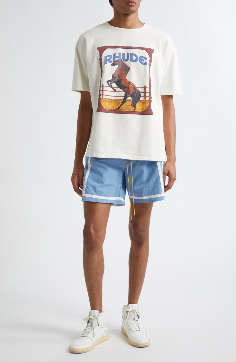 Rhude Moonlight Nylon Track Shorts, Alternate, color, 