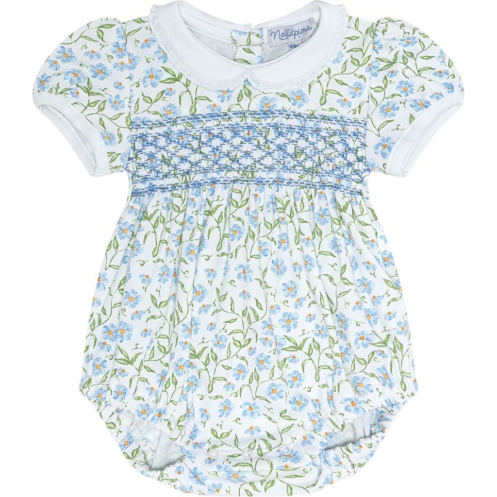 Nellapima Blue Vines Print Smocked Bubble In Blue