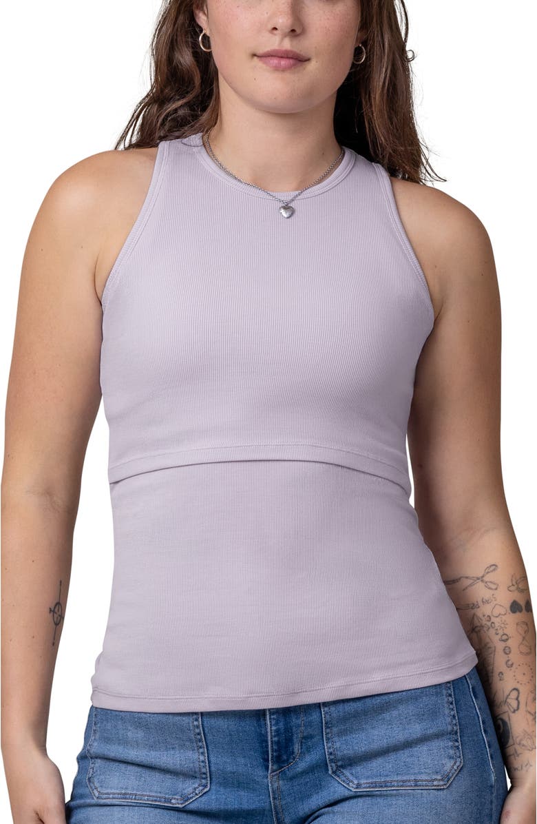 Kindred Bravely Ribbed Racerback Nursing Tank, Main, color, Lavender Mist