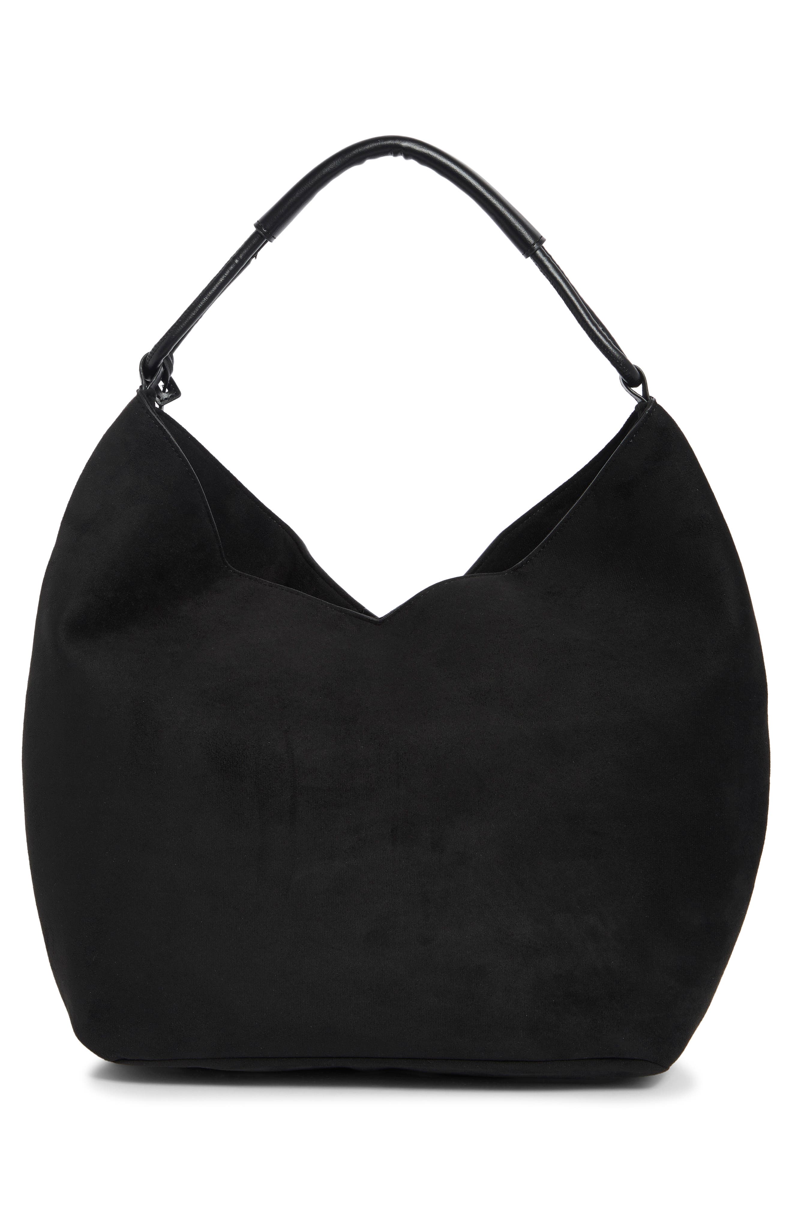 Large Origami Faux Suede Tote, Alternate, color, BLACK