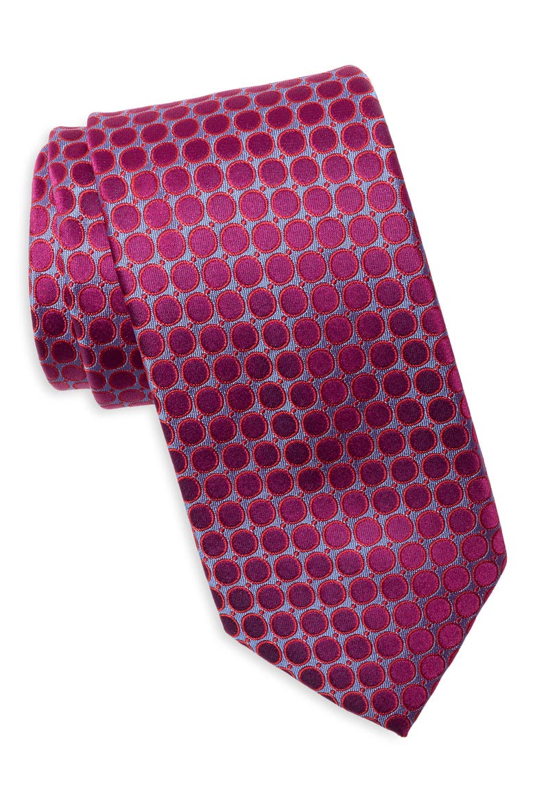 Wilson Dot Silk Blend Tie, Main, color, MAGENTA