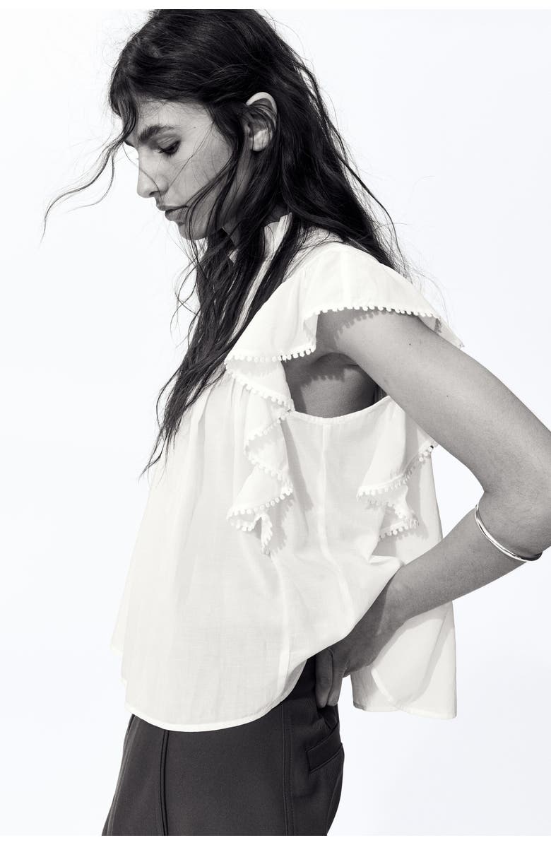 H&M Frill-trimmed Blouse, Alternate, color, White