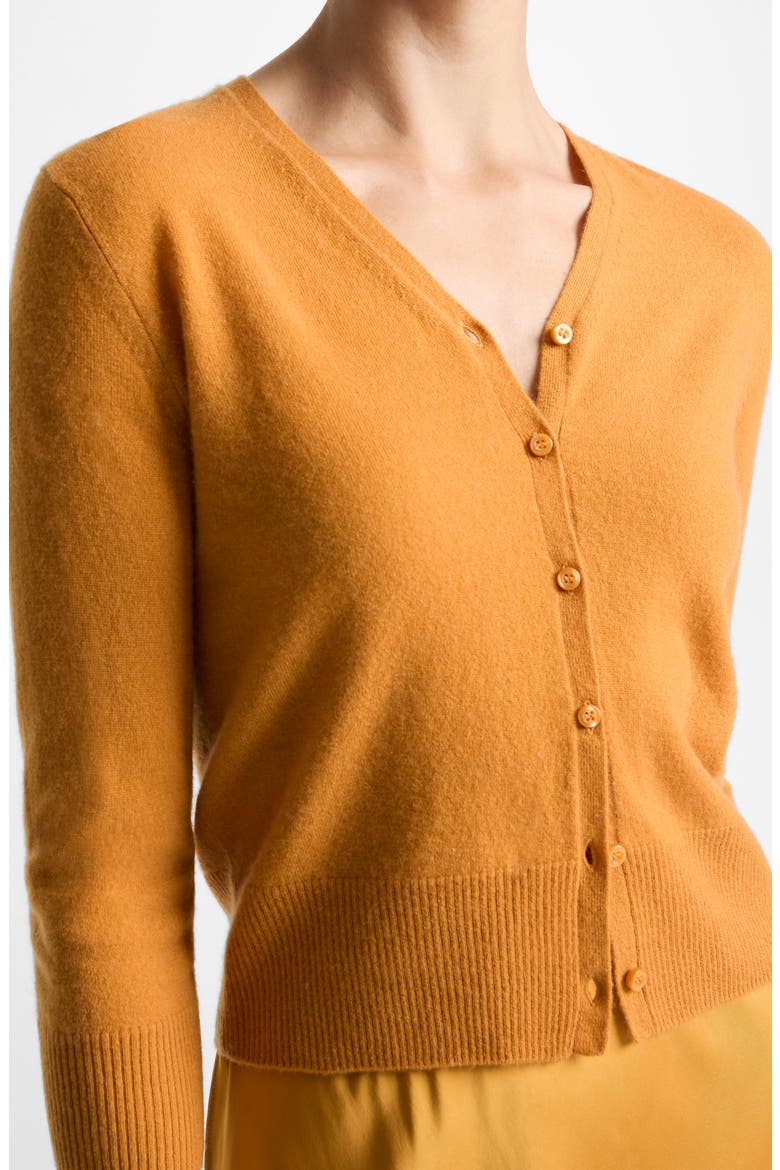 Elbow Sleeve V-Neck Cashmere & Silk Cardigan, Alternate, color, CLEMENTINE