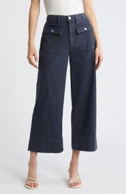 FRAME The '70s Patch Pocket Ankle Wide Leg Twill Pants