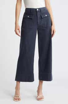 FRAME The '70s Patch Pocket Ankle Wide Leg Twill Pants