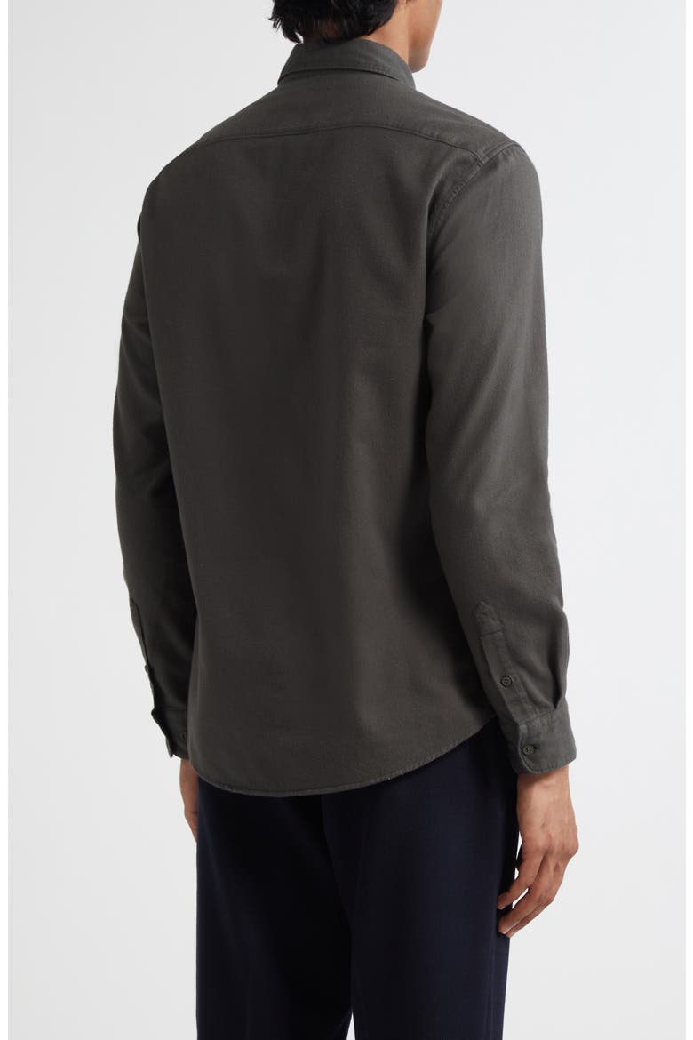 Brushed Cotton Flannel Button-Down Shirt, Alternate, color, DARK GREEN