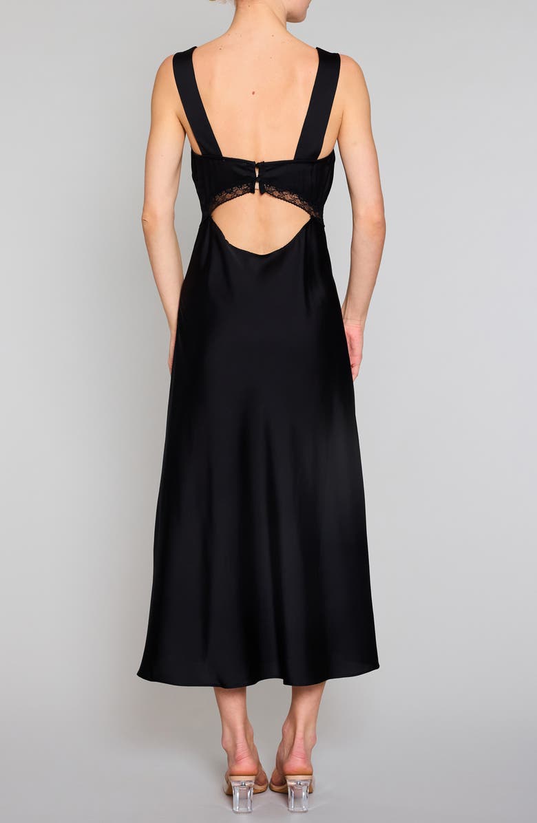 MELLODAY Inset Lace Empire Waist Bias Satin Maxi Dress, Alternate, color,