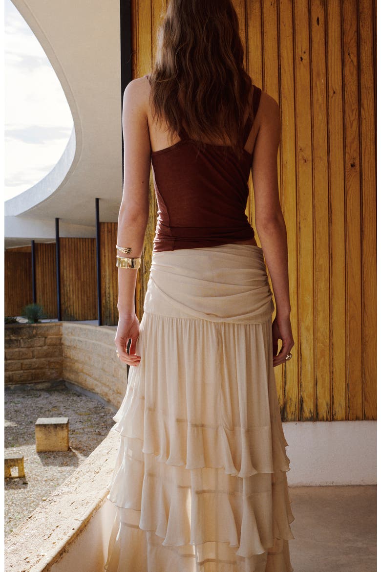 Tiered Maxi Skirt, Alternate, color, ECRU